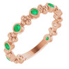 Genuine Emerald Ring in 14 Karat Rose Gold Lab Emerald Beaded Ring