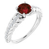 Sterling Silver Garnet and 0.15 Carat Diamond Ring