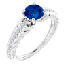 Natural Sapphire set in 14 Karat White Gold and 0.15 Carat Diamond Ring