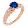 Genuine Sapphire set in 14 Karat Rose Gold and 0.15 Carat Diamond Ring