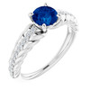 Real Sapphire set in Platinum Sapphire and 0.15 Carat Diamond Ring