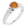 Sterling Silver Citrine and 0.15 Carat Diamond Ring
