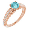 Blue Zircon in 14 Karat Rose Gold Blue Zircon and 0.15 Carat Diamond Ring