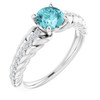 Blue Zircon in Sterling Silver Pink Tourmaline and 0.15 Carat Diamond Ring