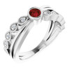 14 Karat White Gold Garnet and .05 Carat Diamond Ring