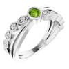 Natural Peridot Gemstone Ring in Sterling Silver Peridot and .05 Carat Diamond Ring