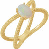 14 Karat Yellow Gold 7x5 mm Fire Opal Criss-Cross Rope Ring