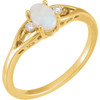 Genuine 14 Karat Yellow Gold Fire Opal and .04 Carat Diamond Ring