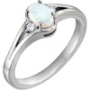 Shop Platinum Fire Opal and .04 Carat Diamond Ring