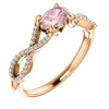 Genuine  14 Karat Rose Gold Morganite and 0.12 Carat Diamond Ring