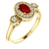 Genuine 14 Karat Yellow Gold Genuine Ruby and 0.17 Carat Diamond Ring