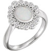 Sterling Silver Fire Opal and 00.17 Carat Diamond Ring