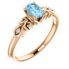 14 Karat Rose Gold Aquamarine and .02 Carat Diamond Ring