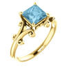 14 Karat Yellow Gold 6mm Round Aquamarine Gemstone Ring