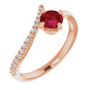 Natural Ruby in 14 Karat Rose Gold Ruby and 0.10 Carat Diamond Bypass Ring