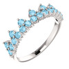 14 Karat White Gold Aquamarine Crown Ring