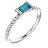 14 Karat White Gold London Blue Topaz and 00.17 Carat Diamond Stackable Ring