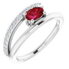 Natural Ruby in 14 Karat White Gold Ruby and 0.15 Carat Diamond Ring