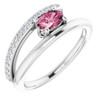 Pink Tourmaline in Sterling Silver Tourmaline and 0.15 Carat Diamond Ring