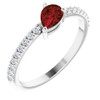 Sterling Silver Mozambique Garnet and 00.17 Carat Diamond Ring