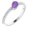 Genuine AAA Amethyst Ring in 14 Karat White Gold Genuine AAA Amethyst and 0.16 Carat Diamond Ring