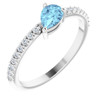 Sterling Silver Aquamarine and 0.17 Carat Diamond Ring