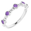 Platinum Genuine AAA Amethyst Stackable Beaded Ring