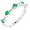 14 Karat White Gold Lab Created Emerald Stackable Beaded Ring