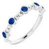 Lab Blue Sapphire Ring Platinum Sapphire Stackable Beaded Ring