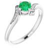 14 Karat White Gold Emerald and .04 Carat Diamond Ring