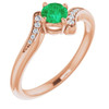 14 Karat Rose Gold Emerald and .04 Carat Diamond Ring