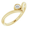 Genuine Diamond set in 14 Karat Yellow Gold 0.10 Carat Diamond Solitaire Bezel Set V Ring