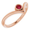 Created Ruby Gem in 14 Karat Rose Gold Ruby Gem Solitaire Bezel Set V Ring