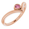 Pink Tourmaline in 14 Karat Rose Gold Pink Tourmaline Solitaire Bezel Set V Ring