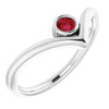 Ruby Platinum Ruby Solitaire Bezel Set V Ring