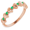 14 Karat Rose Gold Emerald Stackable Heart Ring