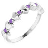 Platinum Genuine AAA Amethyst Stackable Heart Ring