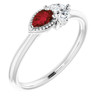 Sterling Silver Mozambique Garnet and 0.15 Carat Diamond Ring