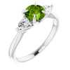 Peridot Gemstone Ring in Platinum Peridot and 0.25 Carat Diamond Ring