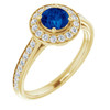 Lab Created Sapphire Ring in 14 Karat Yellow Gold Lab Lab-Created  Sapphire and 0.33 Carat Diamond Ring