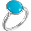 Turquoise Ring in Platinum 12x10 mm Oval Cabochon Turquoise Ring