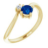 Natural Sapphire set in 14 Karat Yellow Gold and .025 Carat Diamond Ring