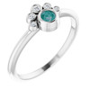 Lab Grown Alexandrite set in 14 Karat White Gold Lab Alexandrite and .04 Carat Diamond Ring