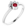 Created Ruby Gem in 14 Karat White Gold Ruby and .04 Carat Diamond Ring