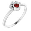 14 Karat White Gold Mozambique Garnet and .04 Carat Diamond Ring