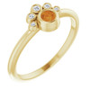 14 Karat Yellow Gold Citrine and .04 Carat Diamond Ring