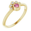 Pink Tourmaline in 14 Karat Yellow Gold Pink Tourmaline and .04 Carat Diamond Ring