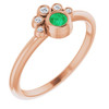 14 Karat Rose Gold Lab Emerald and .04 Carat Diamond Ring