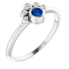 Real Sapphire set in Platinum Sapphire and .04 Carat Diamond Ring