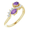 Genuine AAA Amethyst Ring in 14 Karat Yellow Gold Genuine AAA Amethyst and 0.20 Carat Diamond Ring